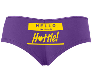 Hello My Name Is Hottie - Purple Boyshort