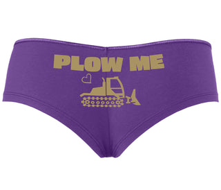 Plow Me - Funny Tractor Design - Purple Boyshort