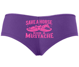 Save A Horse Ride A Mustache - Purple Boyshort