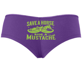 Save A Horse Ride A Mustache - Purple Boyshort