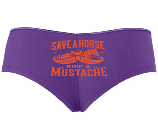Save A Horse Ride A Mustache - Purple Boyshort