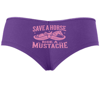 Save A Horse Ride A Mustache - Purple Boyshort