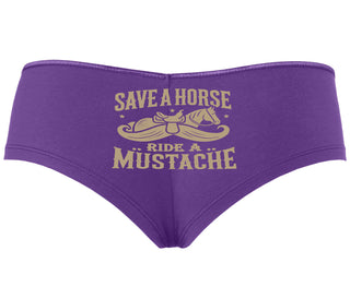 Save A Horse Ride A Mustache - Purple Boyshort
