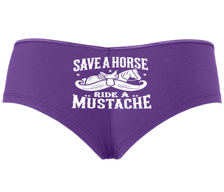 Save A Horse Ride A Mustache - Purple Boyshort