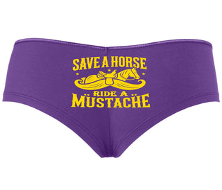 Save A Horse Ride A Mustache - Purple Boyshort