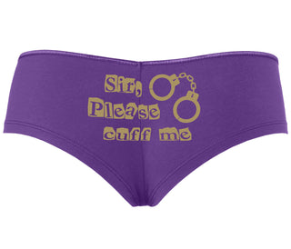 Sir Please Cuff Me - Purple Boyshort