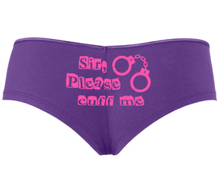Sir Please Cuff Me - Purple Boyshort