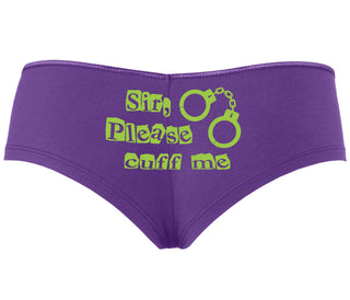 Sir Please Cuff Me - Purple Boyshort