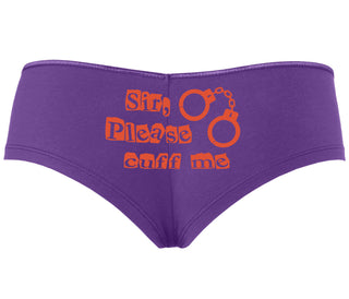Sir Please Cuff Me - Purple Boyshort