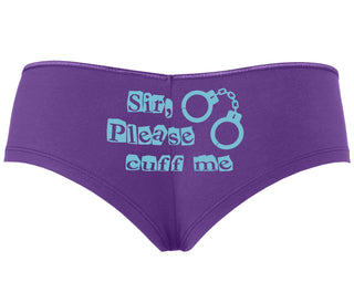 Sir Please Cuff Me - Purple Boyshort