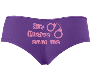Sir Please Cuff Me - Purple Boyshort