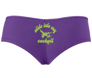 Slide Into My Cockpit - Purple Boyshort