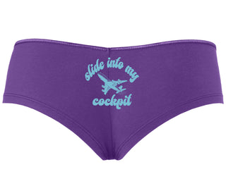 Slide Into My Cockpit - Purple Boyshort