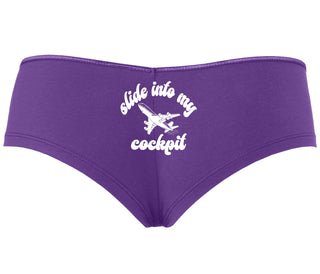 Slide Into My Cockpit - Purple Boyshort