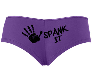 Spank It - Cute Hand Print - Purple Boyshort
