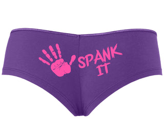 Spank It - Cute Hand Print - Purple Boyshort