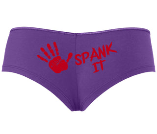 Spank It - Cute Hand Print - Purple Boyshort