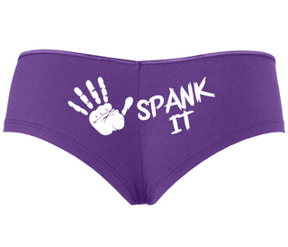 Spank It - Cute Hand Print - Purple Boyshort