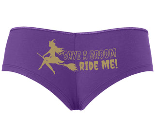 Save A Broom - Ride Me - Witch - Purple Boyshort