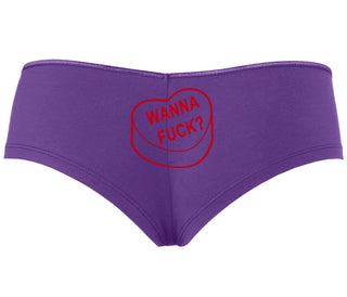 Valentines Day Candy - Wanna Fuck - Purple Boyshort