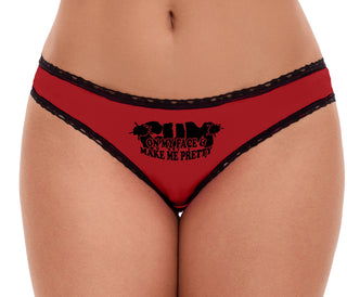 Cum On My Face And Make Me Pretty - Red Bikini Black Lace