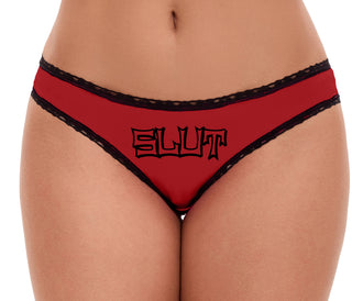 Slut - Red Bikini Black Lace