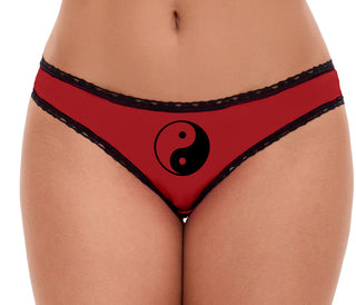 Yin Yang Symbol - Red Bikini Black Lace