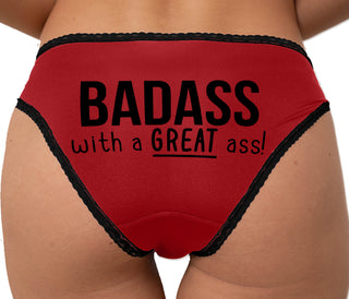 BadAss With a Great Ass Bikini - Red with Black Lace