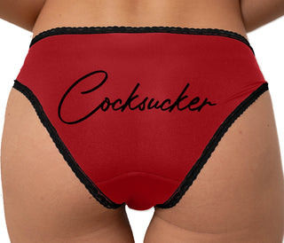 Cock Sucker Bikini - Red with Black Lace
