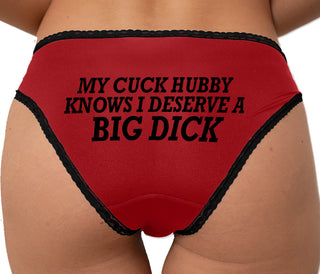 My Cuck Hubby Knows I Deserve A Big Dick Bikini - Red with Black Lace