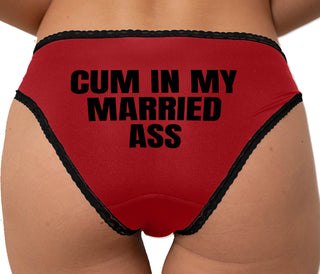 Cum In My Married Ass Bikini - Red with Black Lace