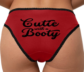 Cutie With a Booty Bikini - Red with Black Lace