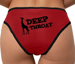 Deep Throat Cute Giraffe Bikini - Red with Black Lace