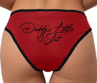Daddy's Little Slut - Cute Heart Design Bikini - Red with Black Lace