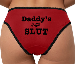 Daddy's Little Slut Bikini - Red with Black Lace