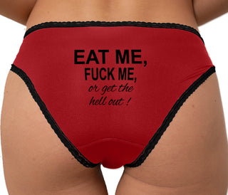 Eat Me Fuck Me Or Get The Hell Out Bikini - Red with Black Lace