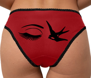 I Swallow - Eye Bird Bikini - Red with Black Lace