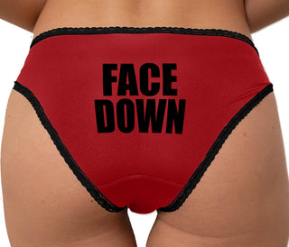 Face Down Bikini - Red with Black Lace