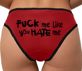 Fuck Me Like You Hate Me Bikini - Red with Black Lace