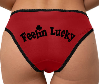 Feeling Lucky Shamrock Bikini - Red with Black Lace