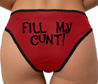 Fill My Cunt Bikini - Red with Black Lace