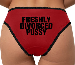 Freshly Divorced Pussy Bikini - Red with Black Lace