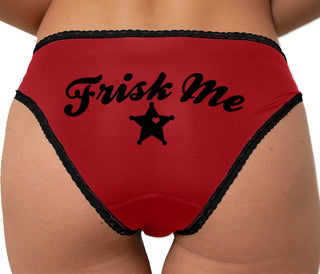 Frisk Me - Sheriff Star Badge Bikini - Red with Black Lace