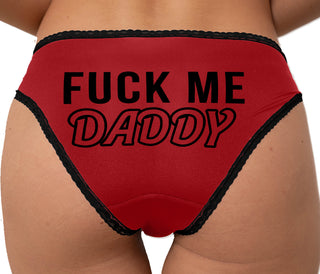 Fuck Me Daddy Bikini - Red with Black Lace