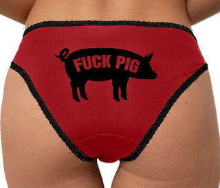Fuck Pig Bikini - Red with Black Lace