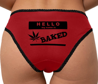 Hello My Name Is Baked Bikini - Red with Black Lace