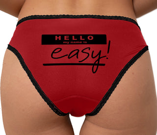Hello My Name Is Easy Bikini - Red with Black Lace