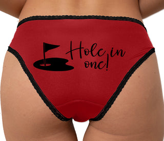Hole In One - Funny Golf Bikini - Red with Black Lace