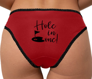 Hole In One - Flirty Golf Bikini - Red with Black Lace