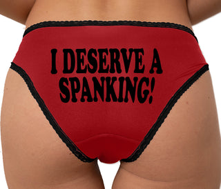 I Deserve A Spanking Bikini - Red with Black Lace